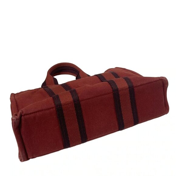 Auth HERMES Fourre Tout Tote PM - Bordeaux Canvas None Tote Bag - Picture 5 of 11